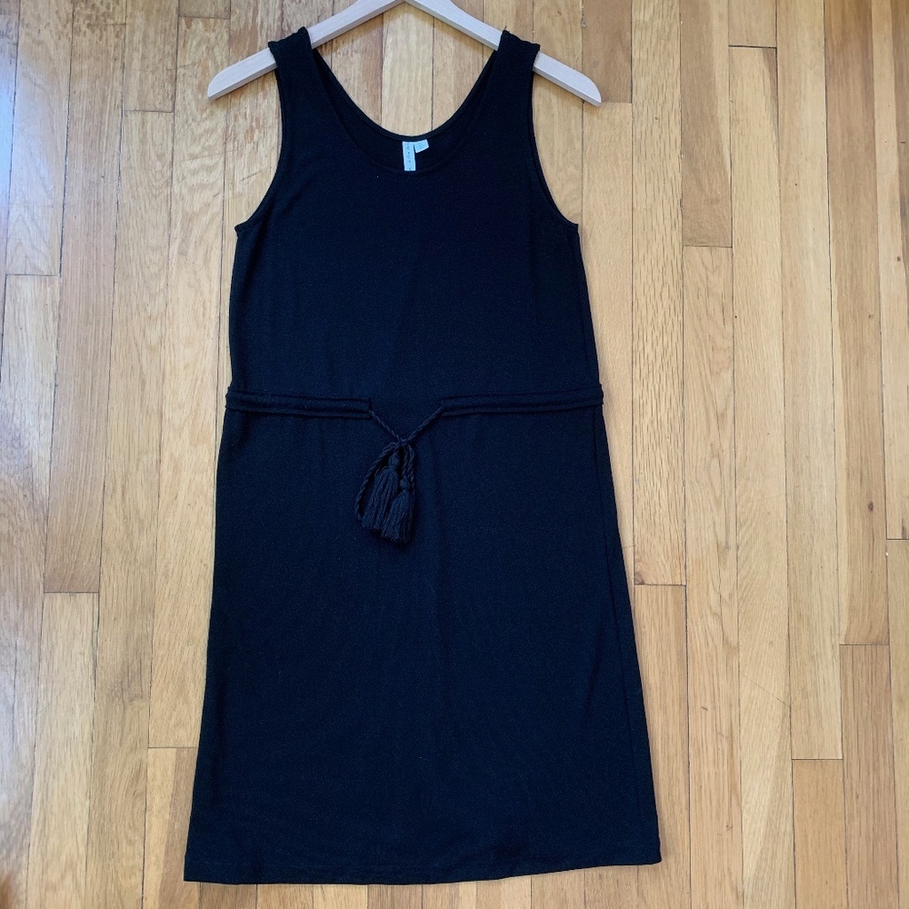 & Other Stories Knit Sleeveless Tie Waist Viscose Dress in Black Size 4 / Small